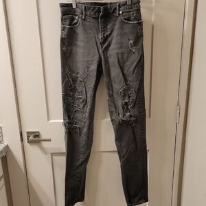 American Eagle Outfitters Gray Skinny Jeans Distressed